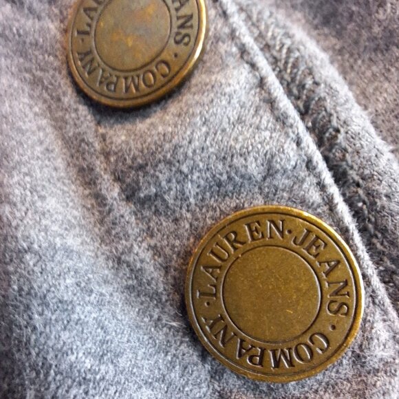 Lauren Ralph Lauren Jeans Co. Hoodie Womens Sz M Gray Asymmetrical Metal‎ Snaps - Picture 4 of 11